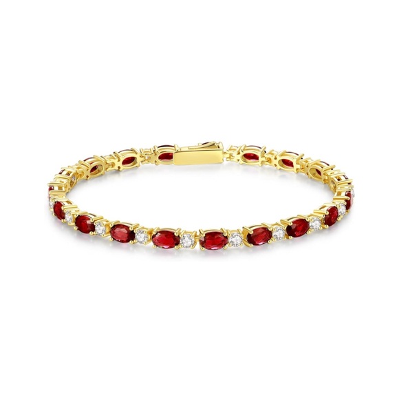 14k Gemstone and Diamond Tennis Bracelet - Picture 5 of 17